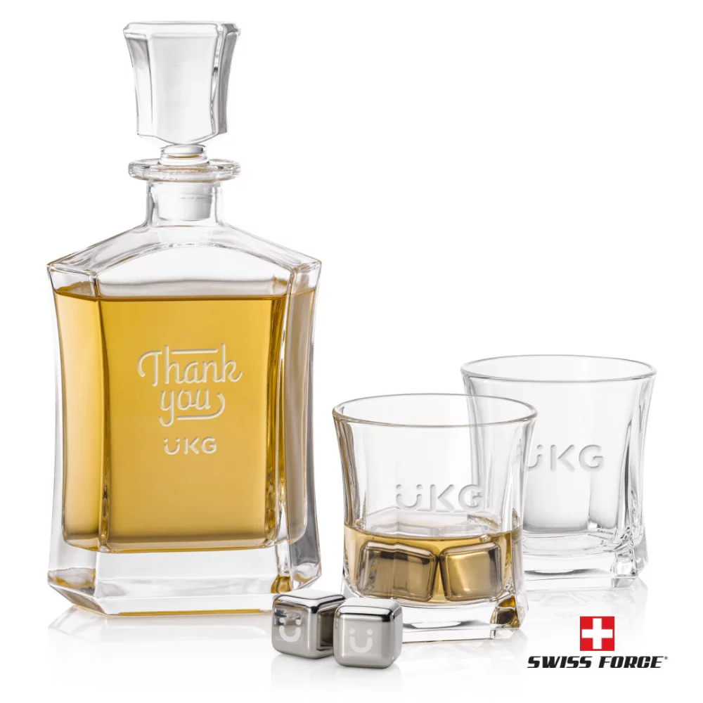Avalon 3pc Decanter Set & S/S Ice Cubes