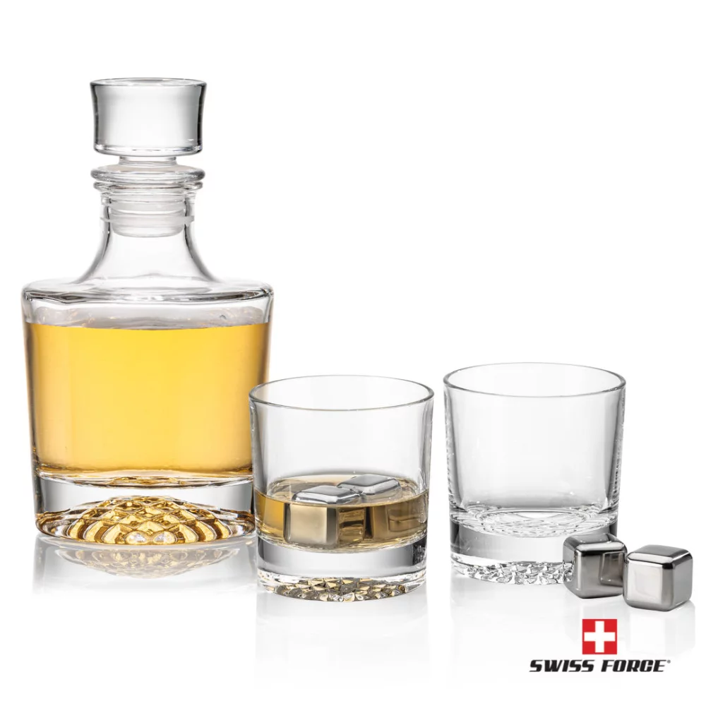 Ensemble de 3 pièces Buxton Decanter & S/S Ice Cubes