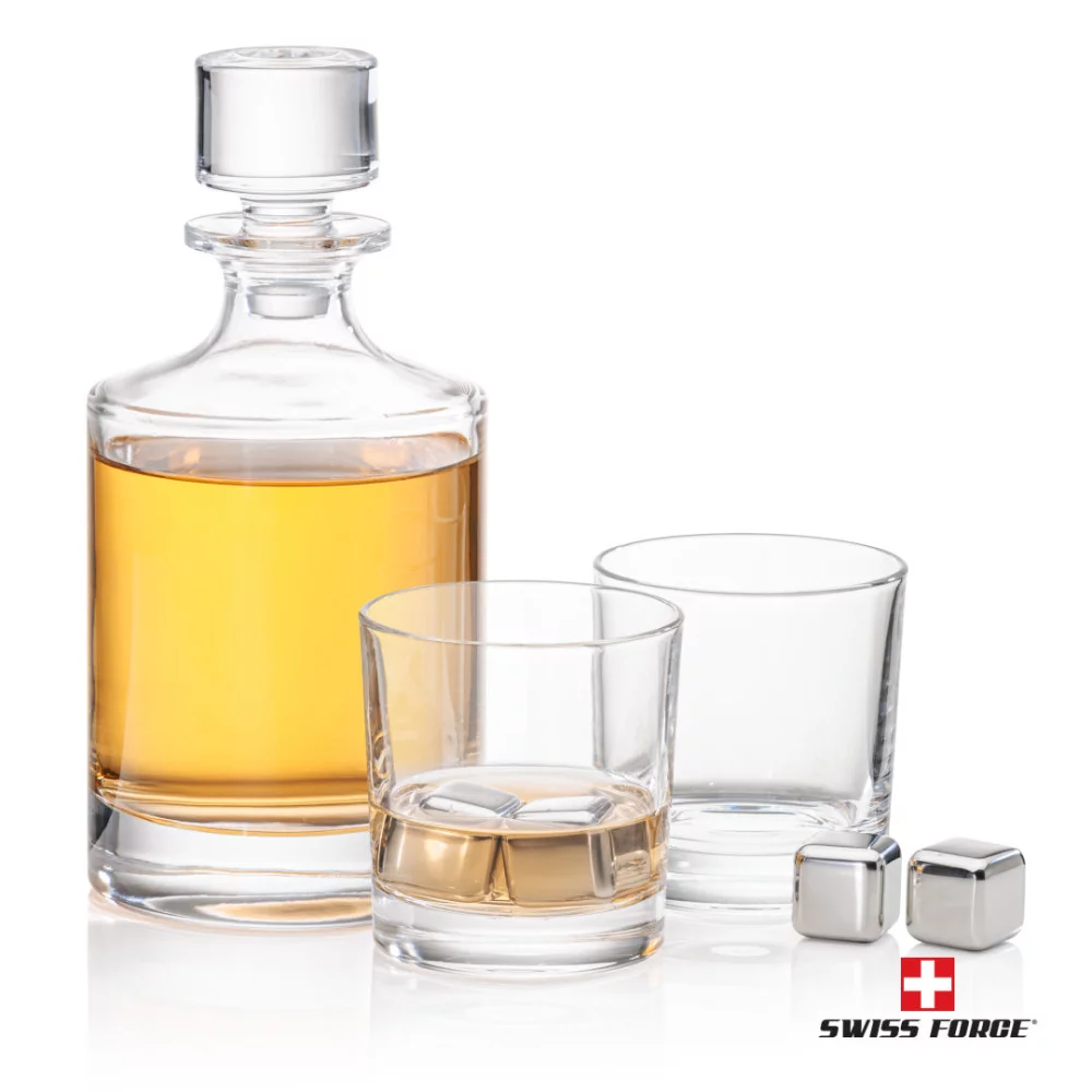 Ensemble de carafe Whitlock 3 pièces et glaçons en acier inoxydable.