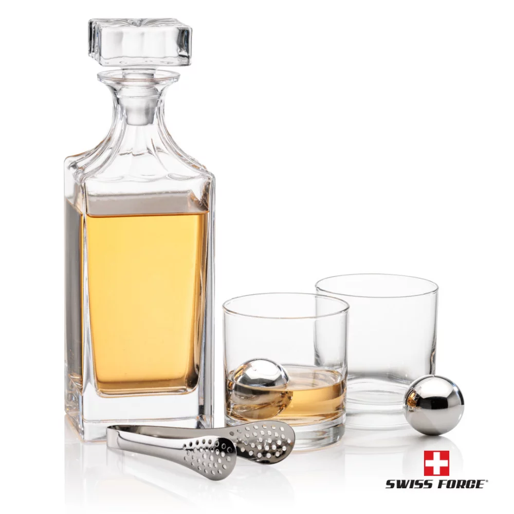 Ensemble de 3 pièces Aristocrat Decanter & Boules de glace en acier inoxydable