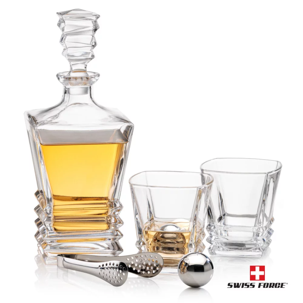 Ensemble de 3 pièces de carafe Bentley et boules de glace en acier inoxydable.