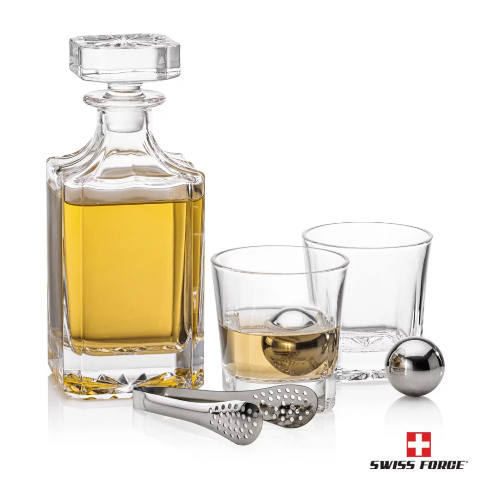 Ensemble de carafe Santana 3 pièces et boules de glace en acier inoxydable.