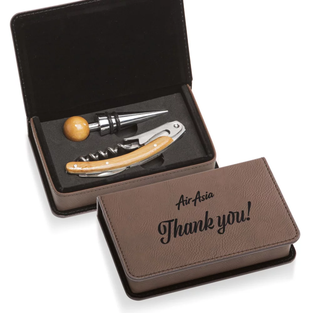 Loretto Wine Accessory Set - 2pc Dark Brown