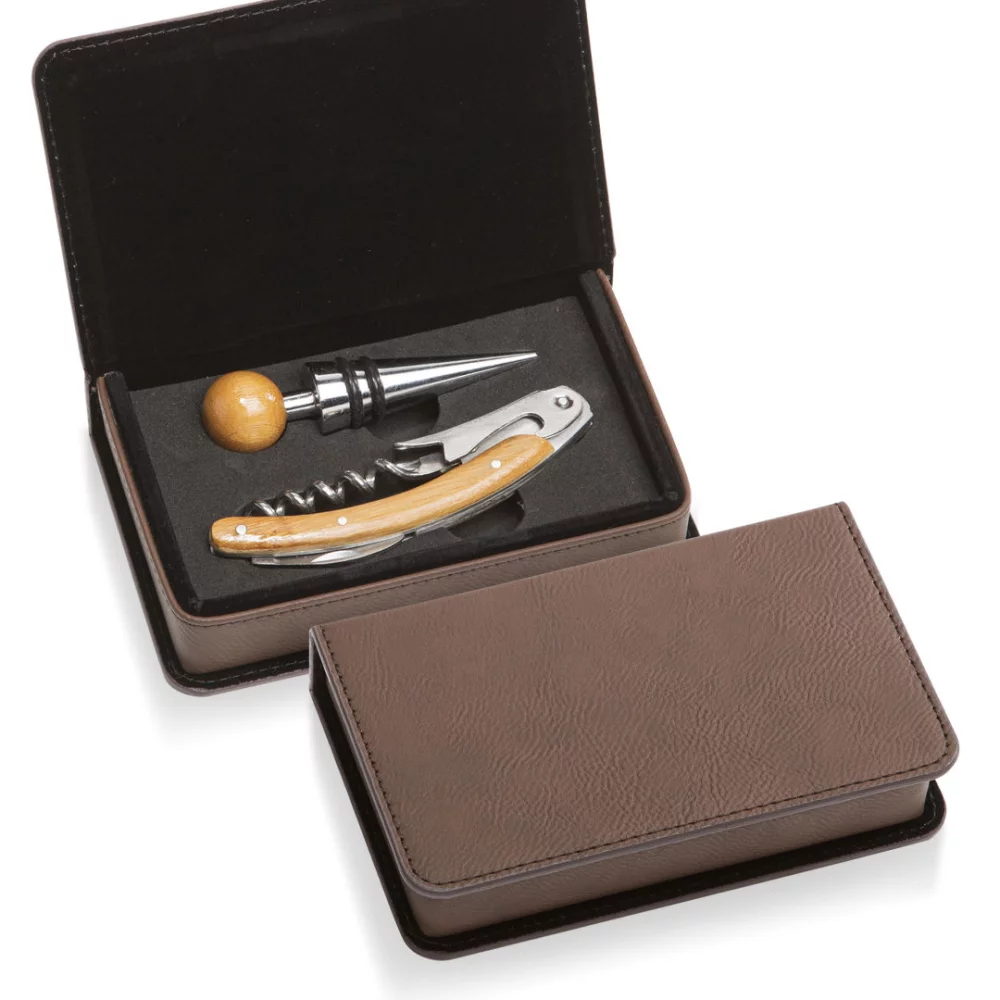 Loretto Wine Accessory Set - 2pc Dark Brown