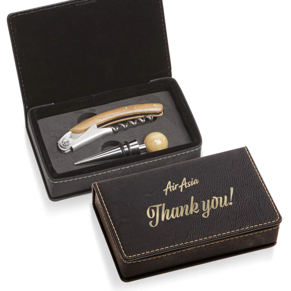 Loretto Wine Accessory Set - 2pc Black/Gold