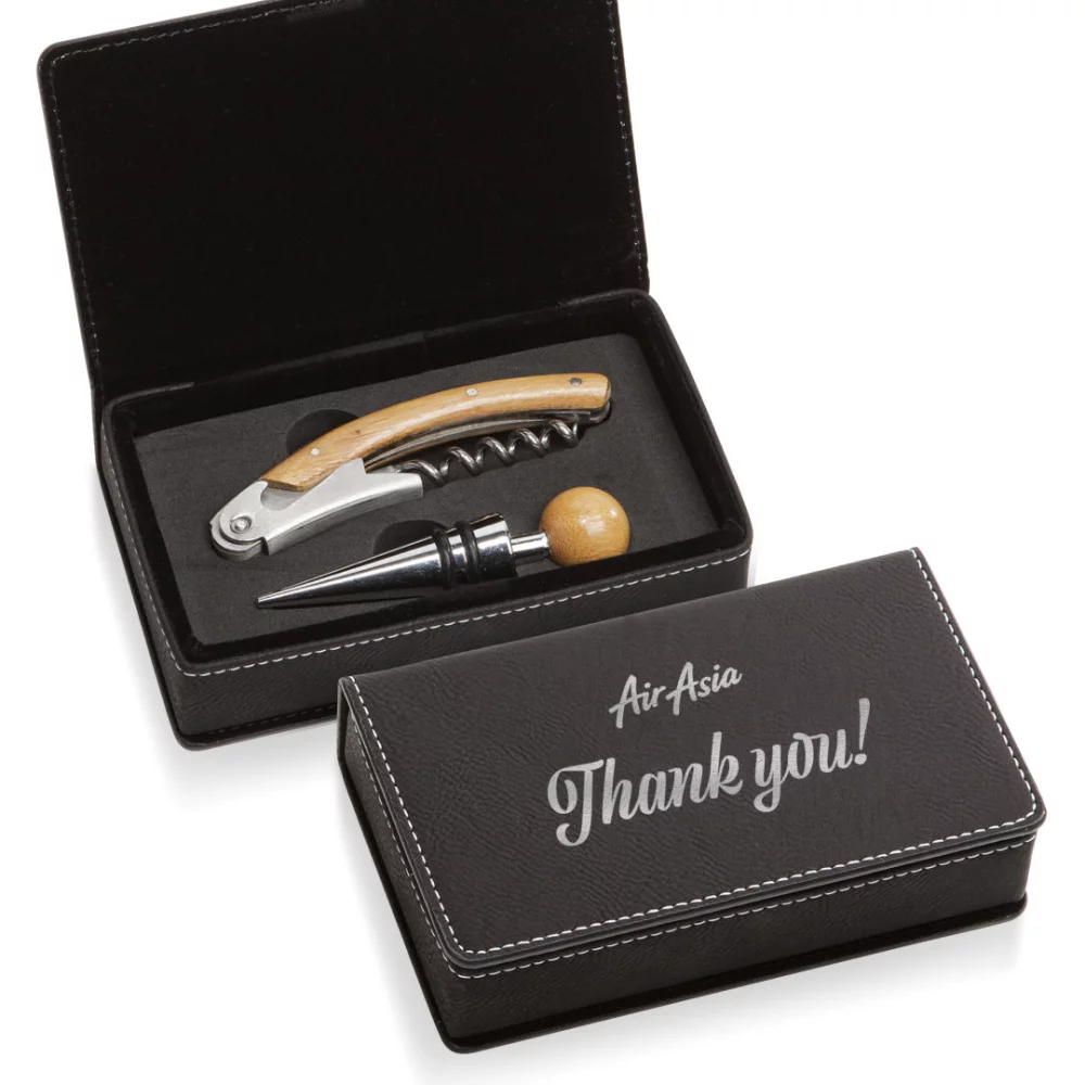 Loretto Wine Accessory Set - 2pc Black/Silver