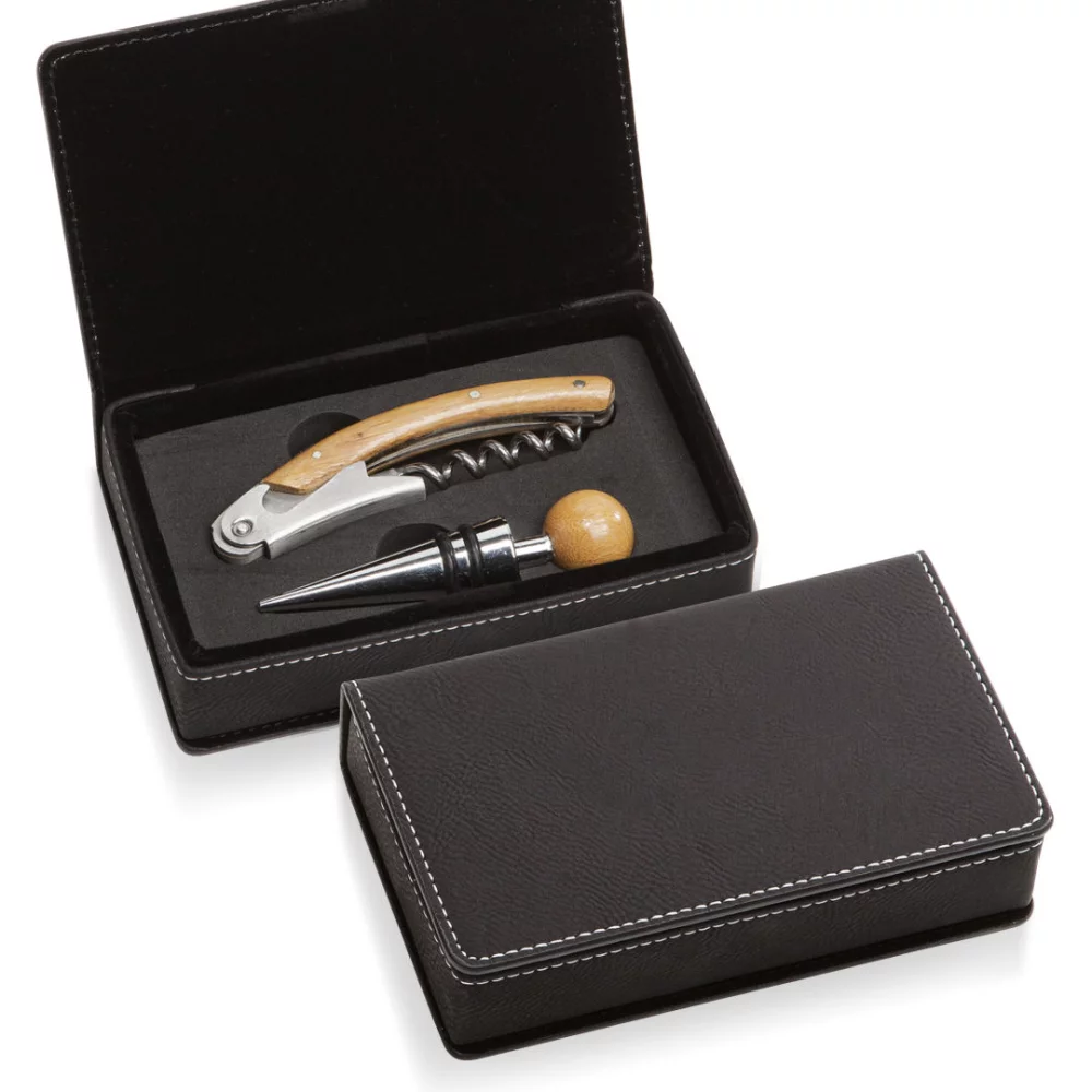 Loretto Wine Accessory Set - 2pc Black/Silver