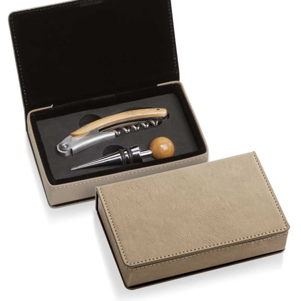Loretto Wine Accessory Set - 2pc Light Brown