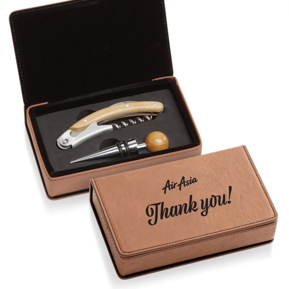 Loretto Wine Accessory Set - 2pc Rawhide