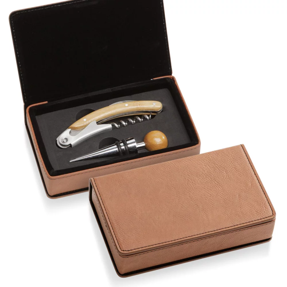 Loretto Wine Accessory Set - 2pc Rawhide