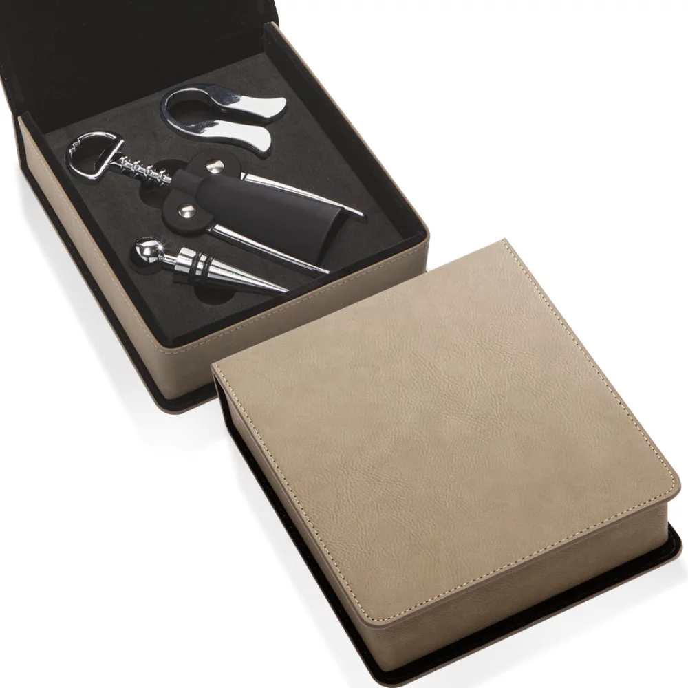 Ensemble d'accessoires pour le vin Falkland - 3 pièces marron clair
