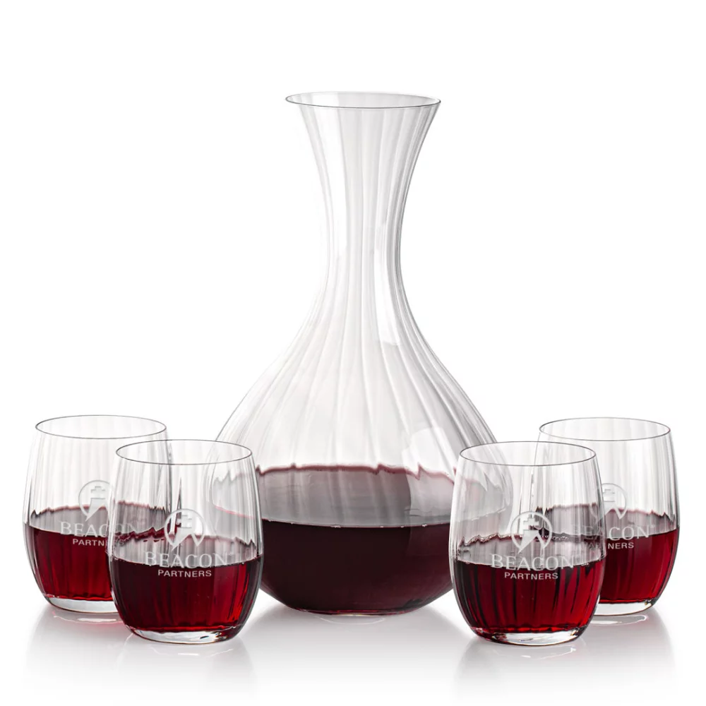 Ameling Carafe & 4 Stemless Wine