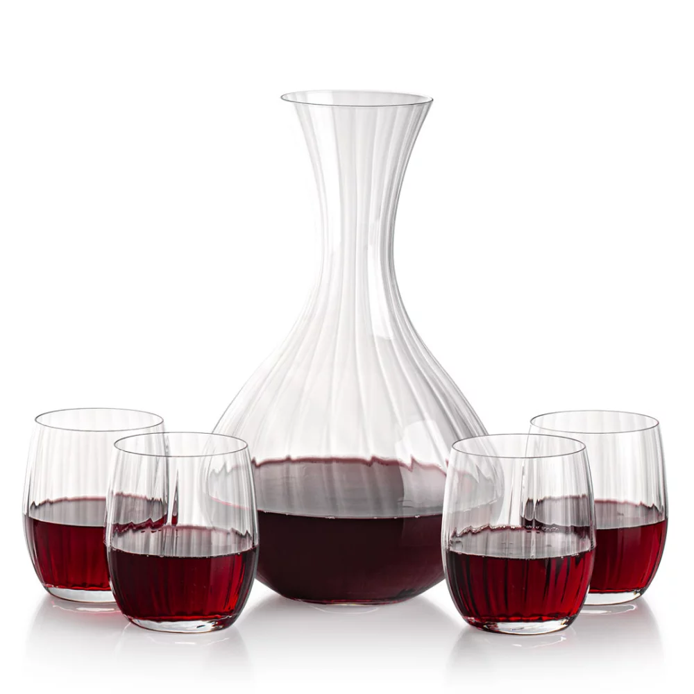 Ameling Carafe & 4 Stemless Wine
