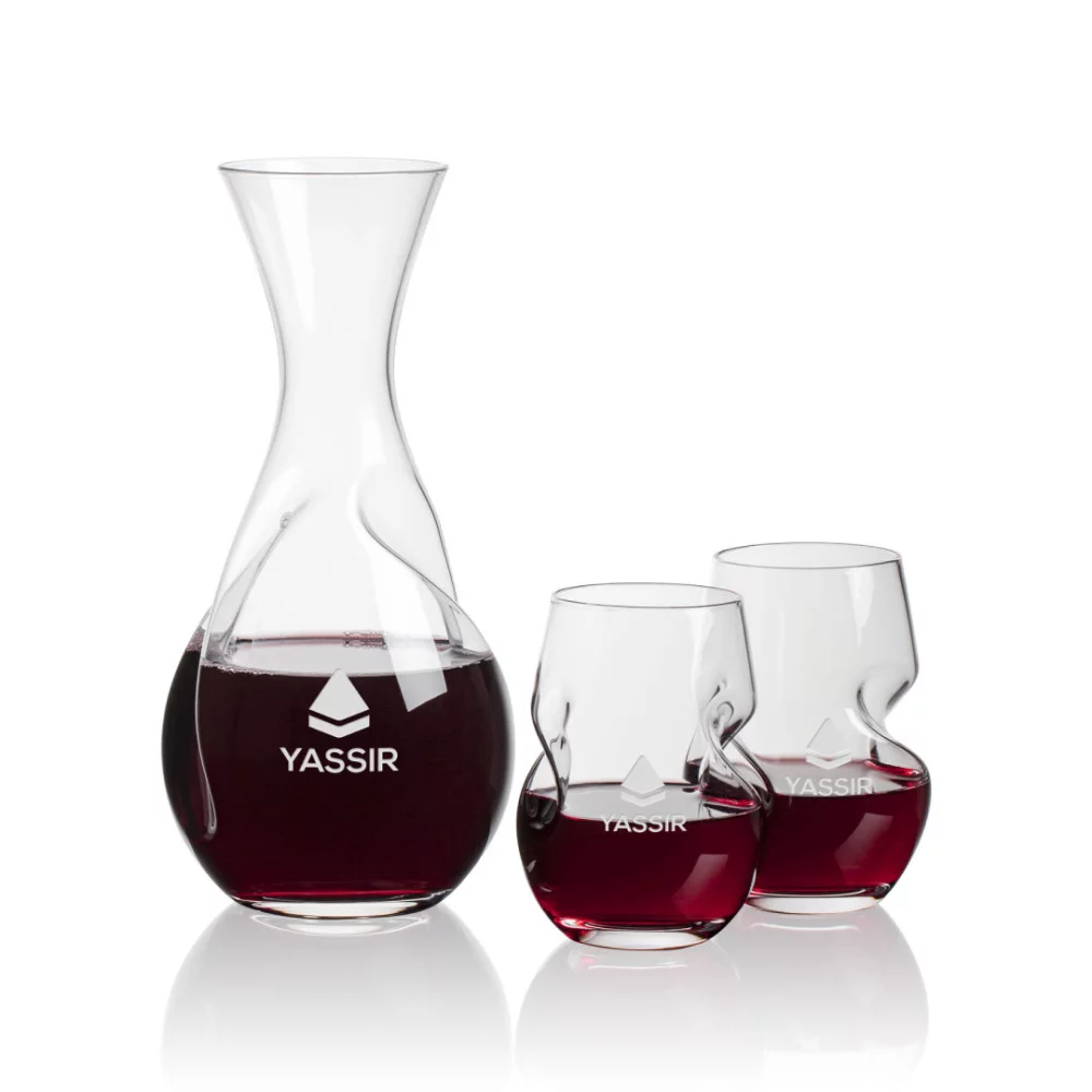 Tallandale Carafe & 2 Stemless Wine