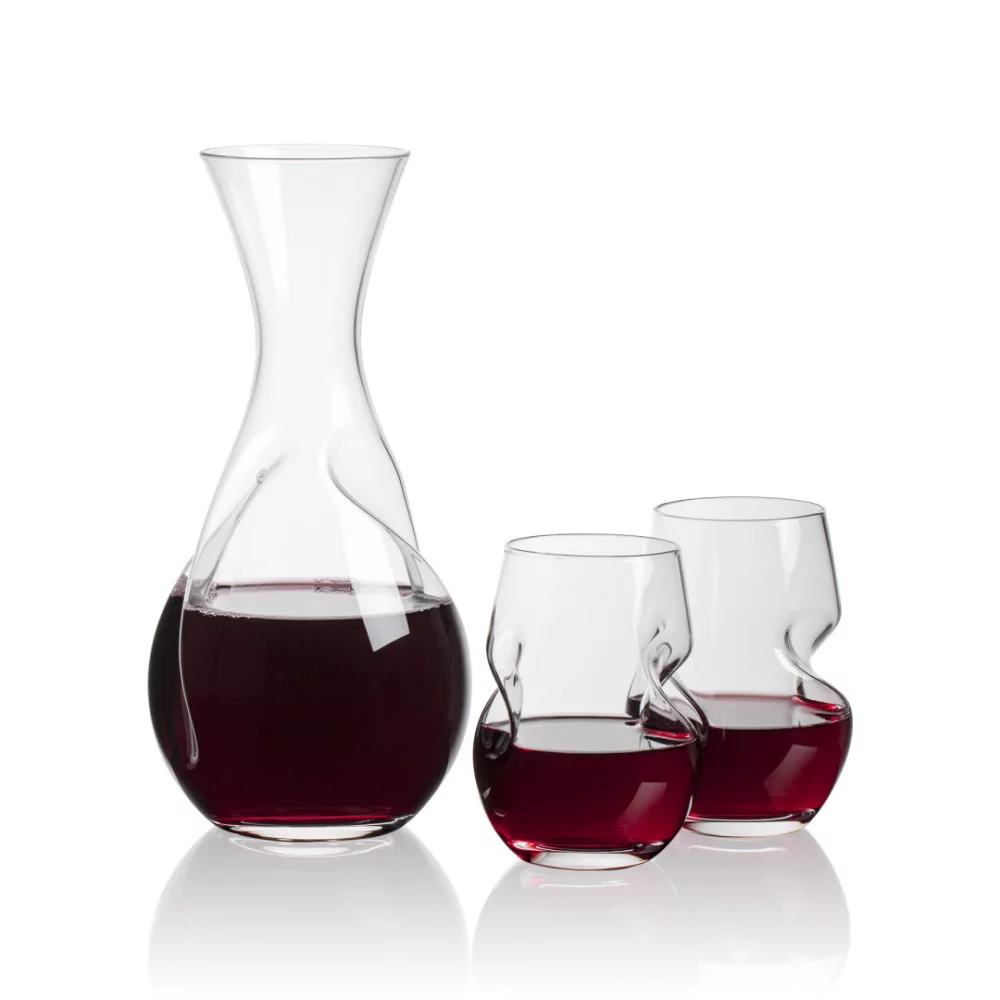 Tallandale Carafe & 2 Stemless Wine