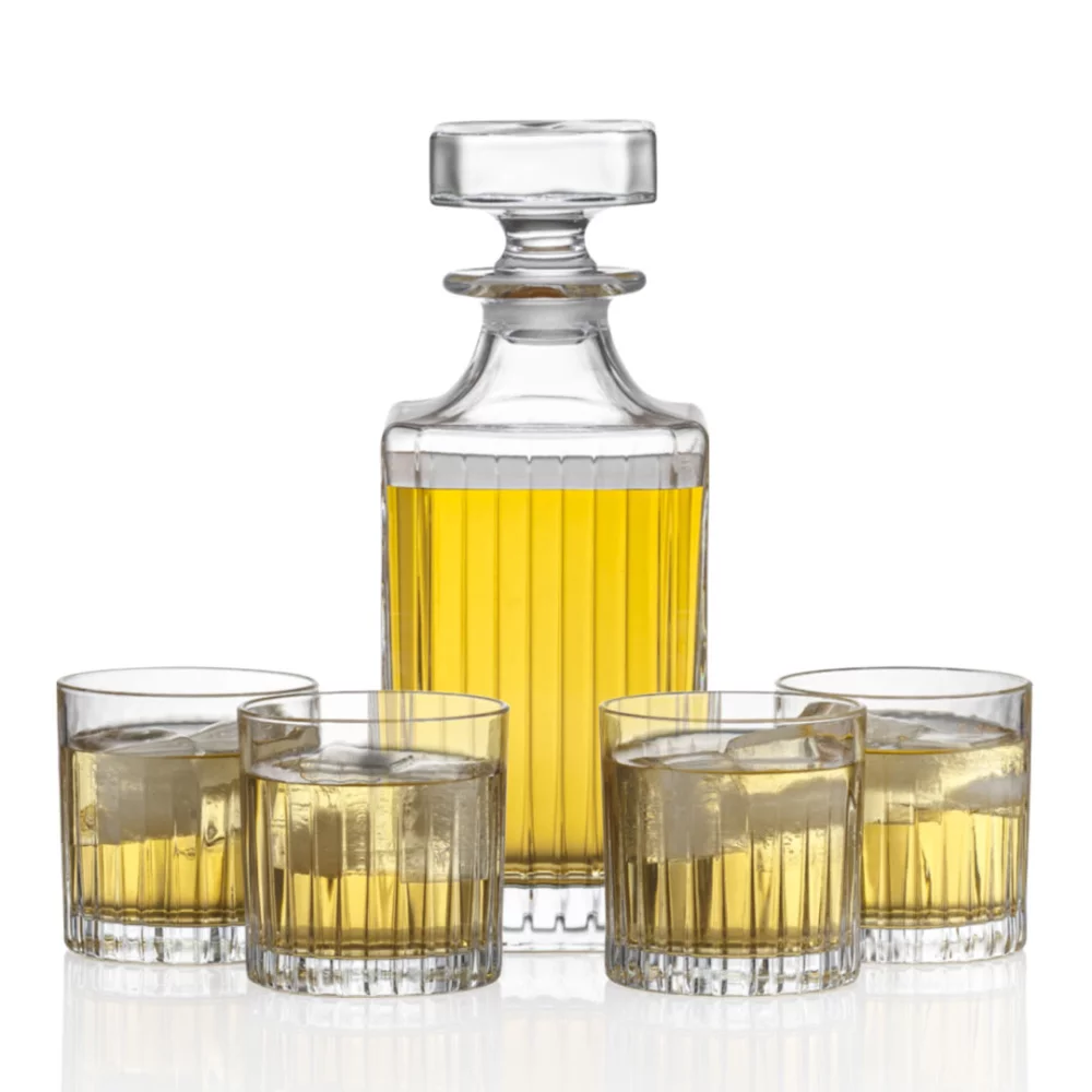 Carafe Bacchus et 4 verres à whisky sur glace