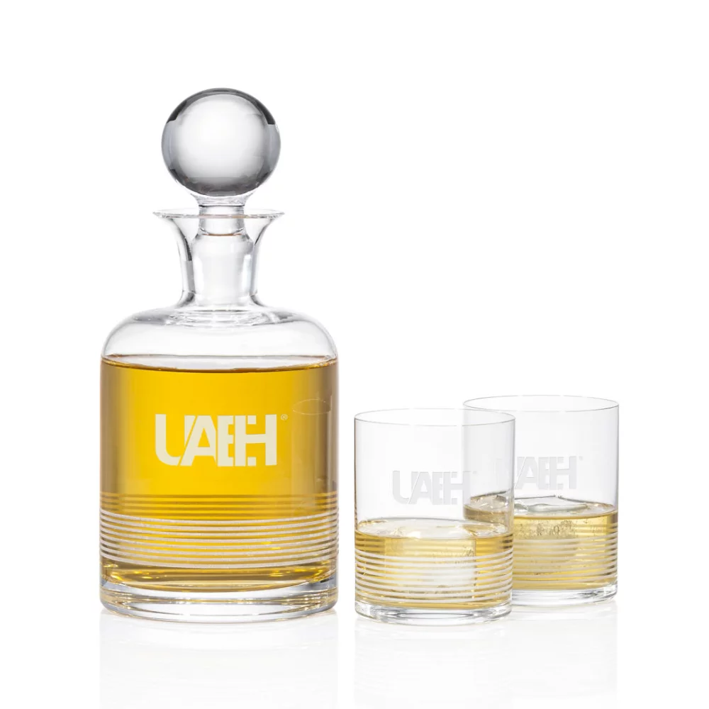 Carafe Dorval et 2 verres à whisky.