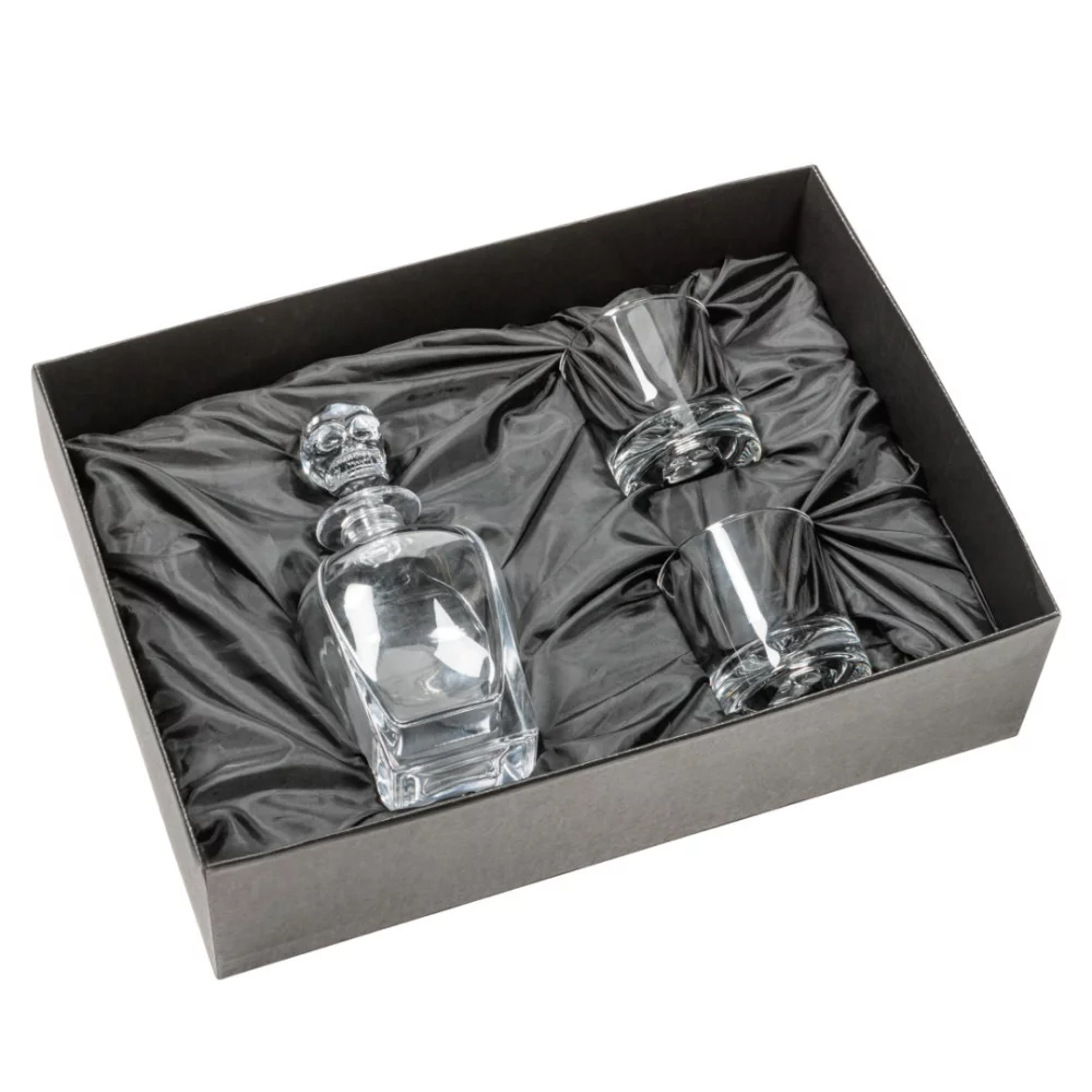 Carafon Delrina Scull & 2 verres à whisky sur glace
