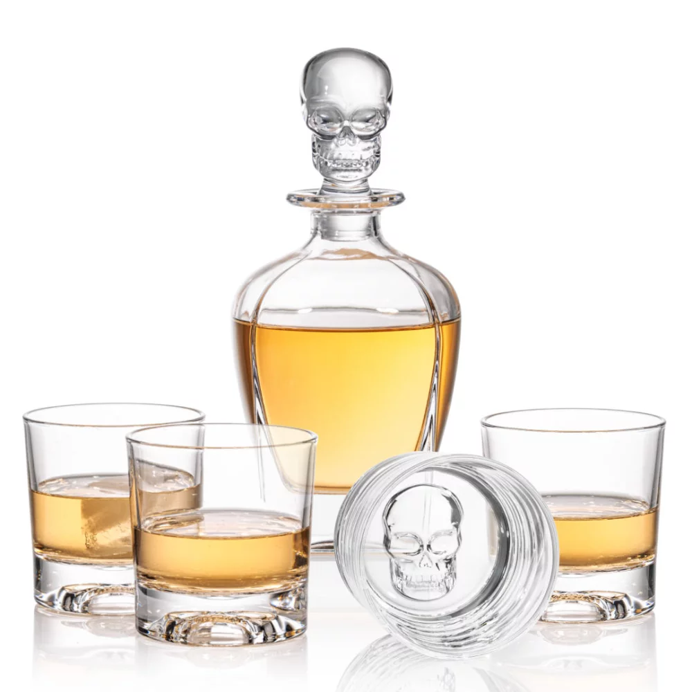 Carafe Delrina Scull et 4 verres à whisky.