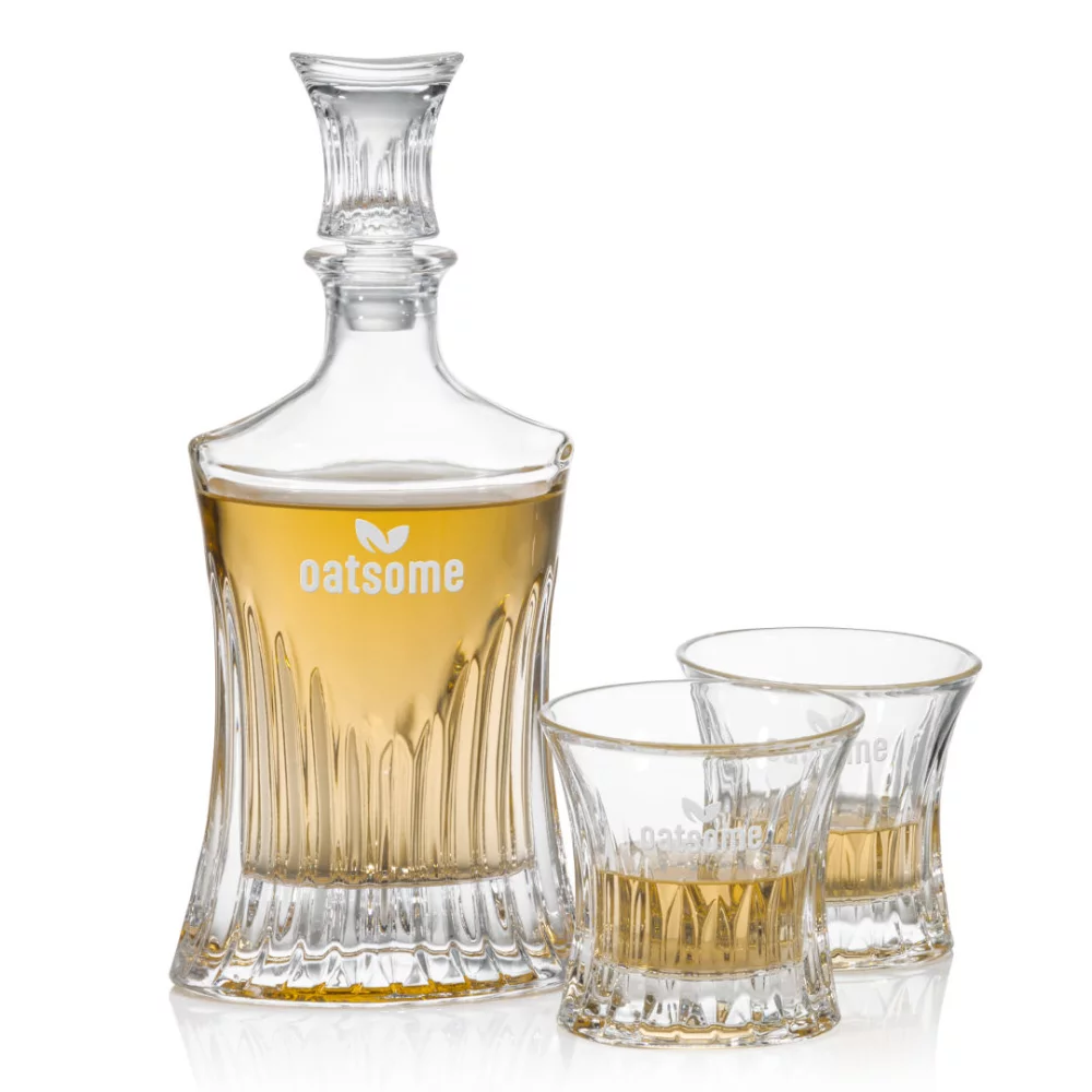 Carafe Langstaff et 2 verres à whisky sur glace