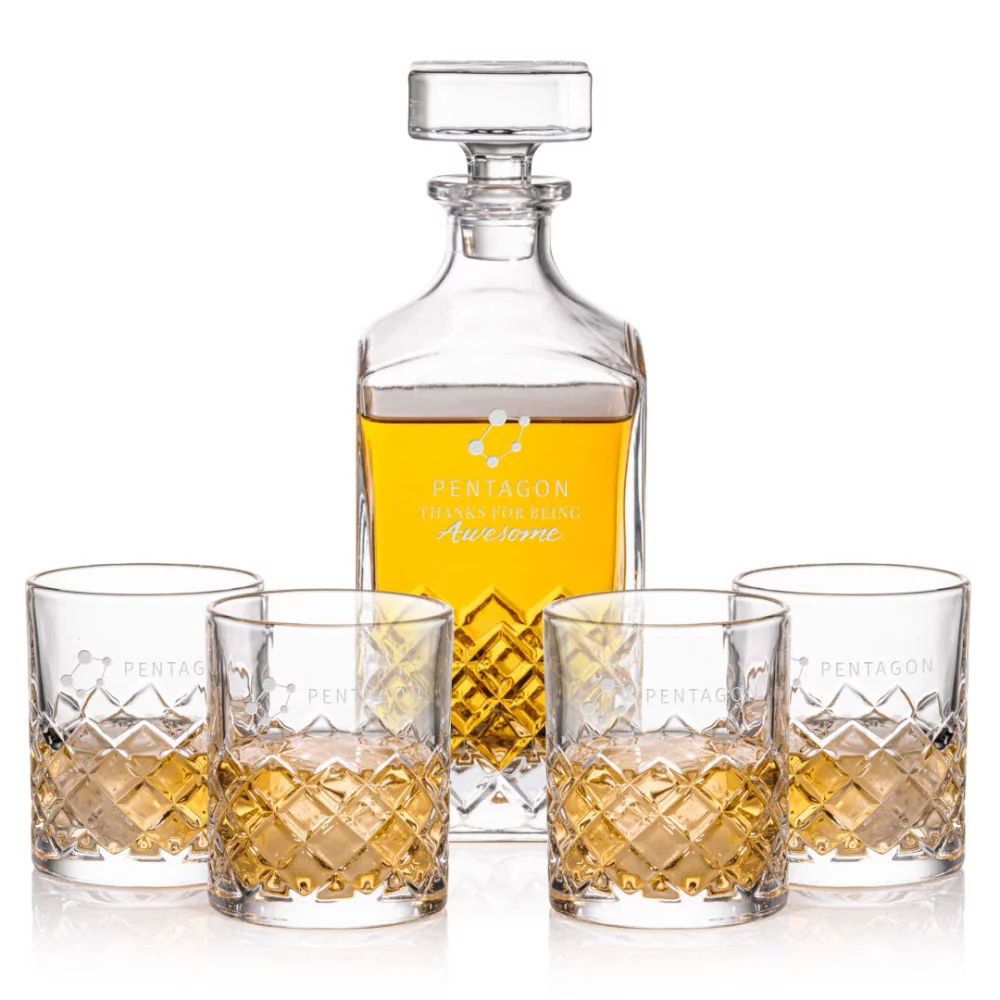 Carafe Longford et 4 verres à whisky.