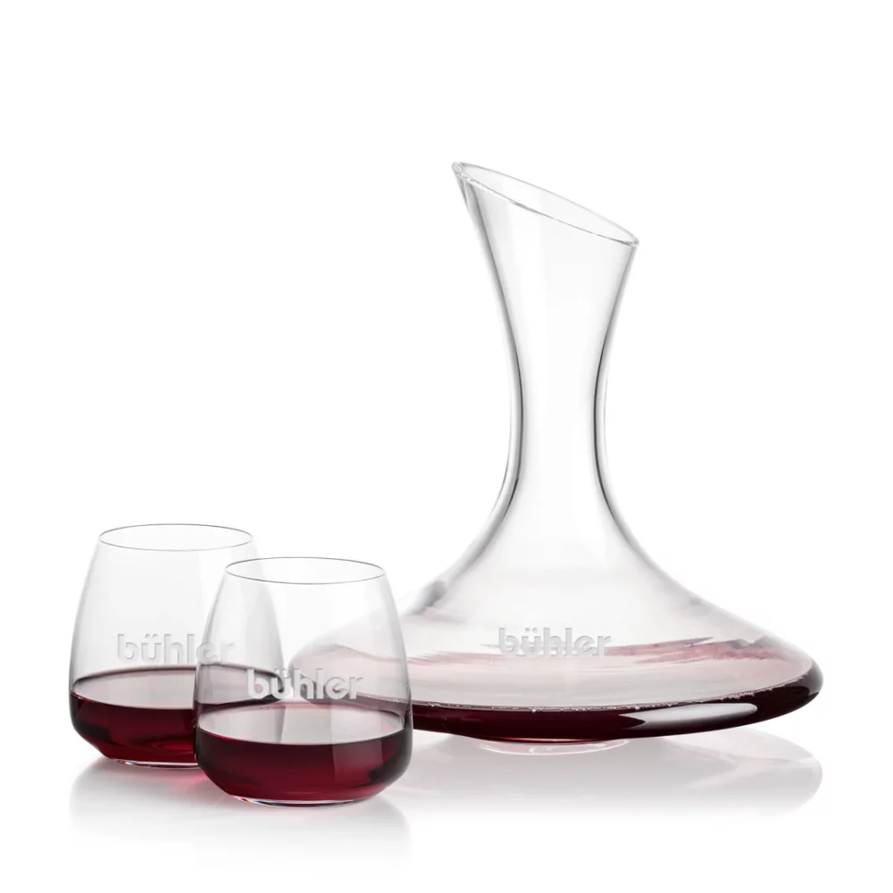 Madagascar Carafe & 2 Hogarth Stemless Wine