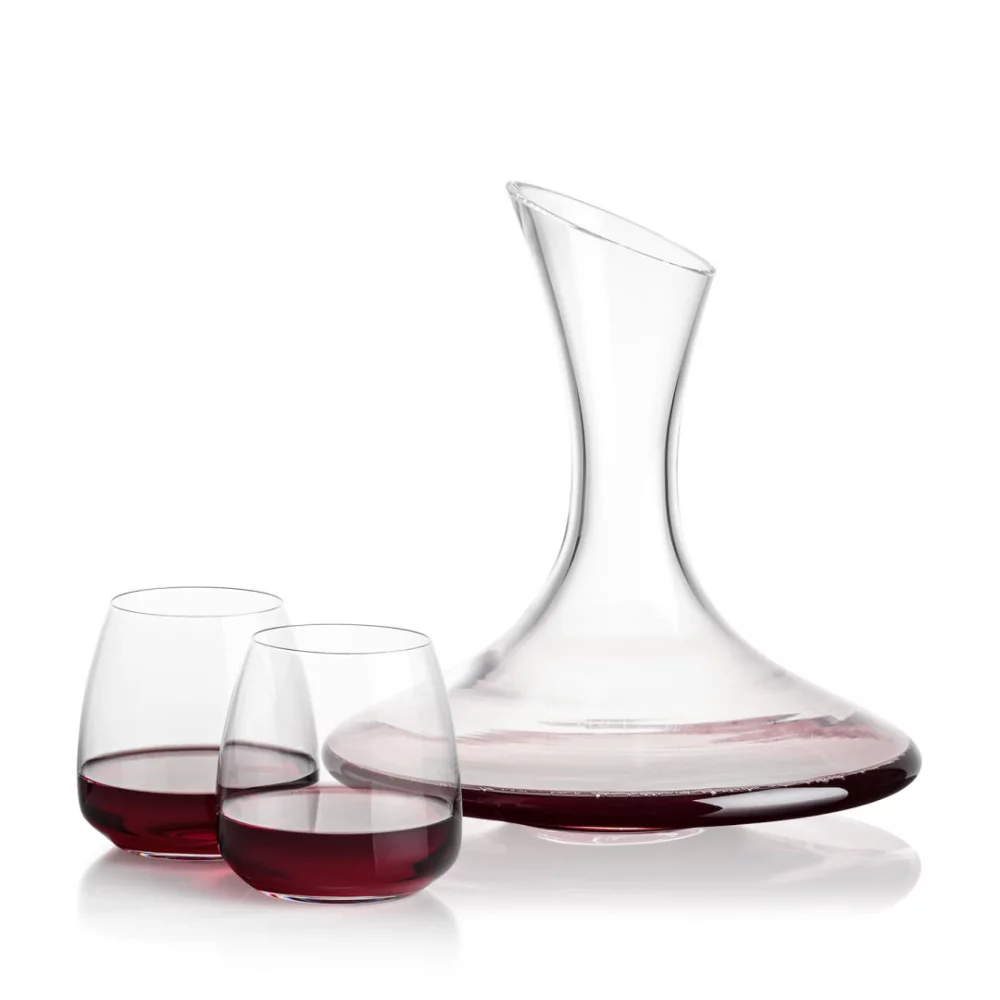 Madagascar Carafe & 2 Hogarth Stemless Wine