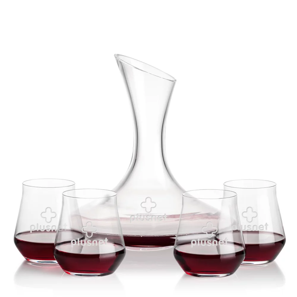 Madagascar Carafe & 4 Bretton Stemless Wine