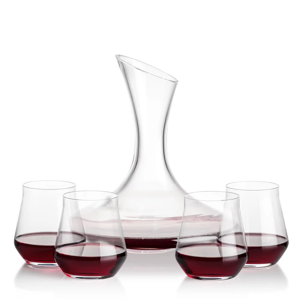 Madagascar Carafe & 4 Bretton Stemless Wine