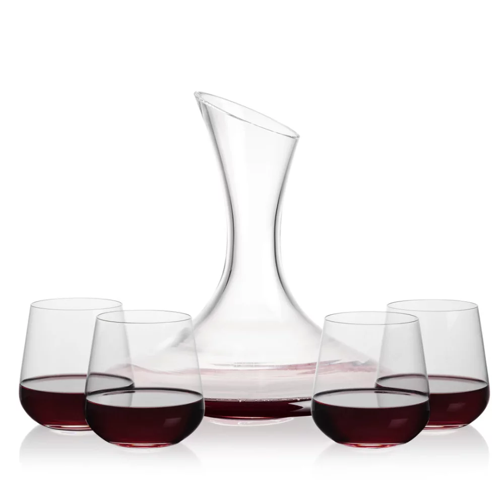 Madagascar Carafe & 4 Howden Stemless Wine