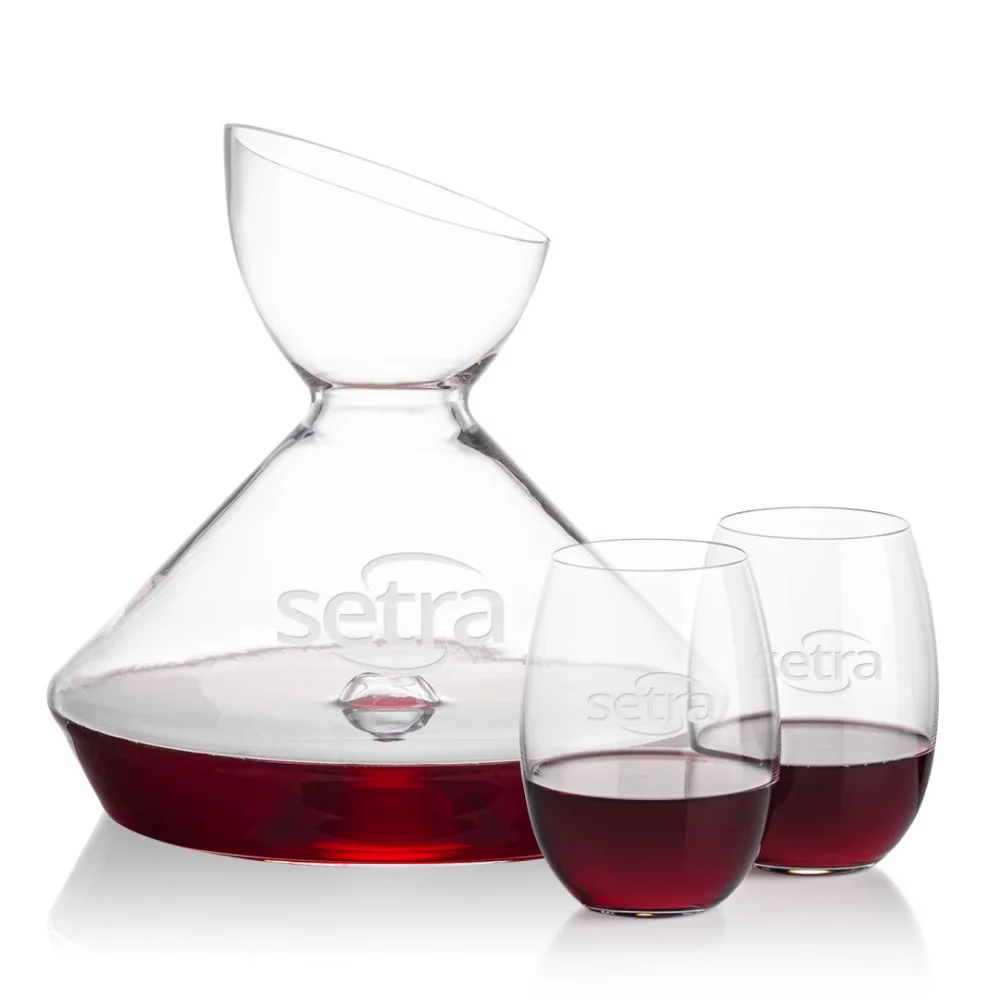 Carafe Woodbury et 2 verres à vin sans pied Carlita