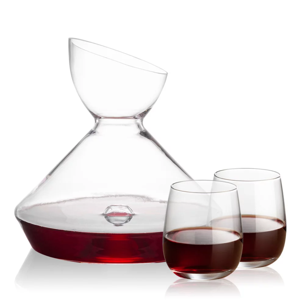Carafe Woodbury et 2 verres à vin sans pied Crestview.