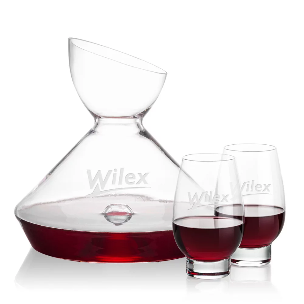 Carafe Woodbury et 2 verres à vin sans pied Glenarden