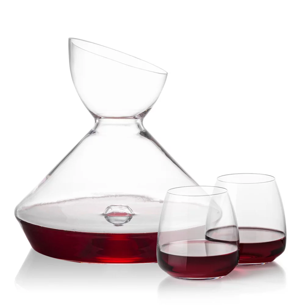 Carafe Woodbury et 2 verres à vin sans pied Hogarth
