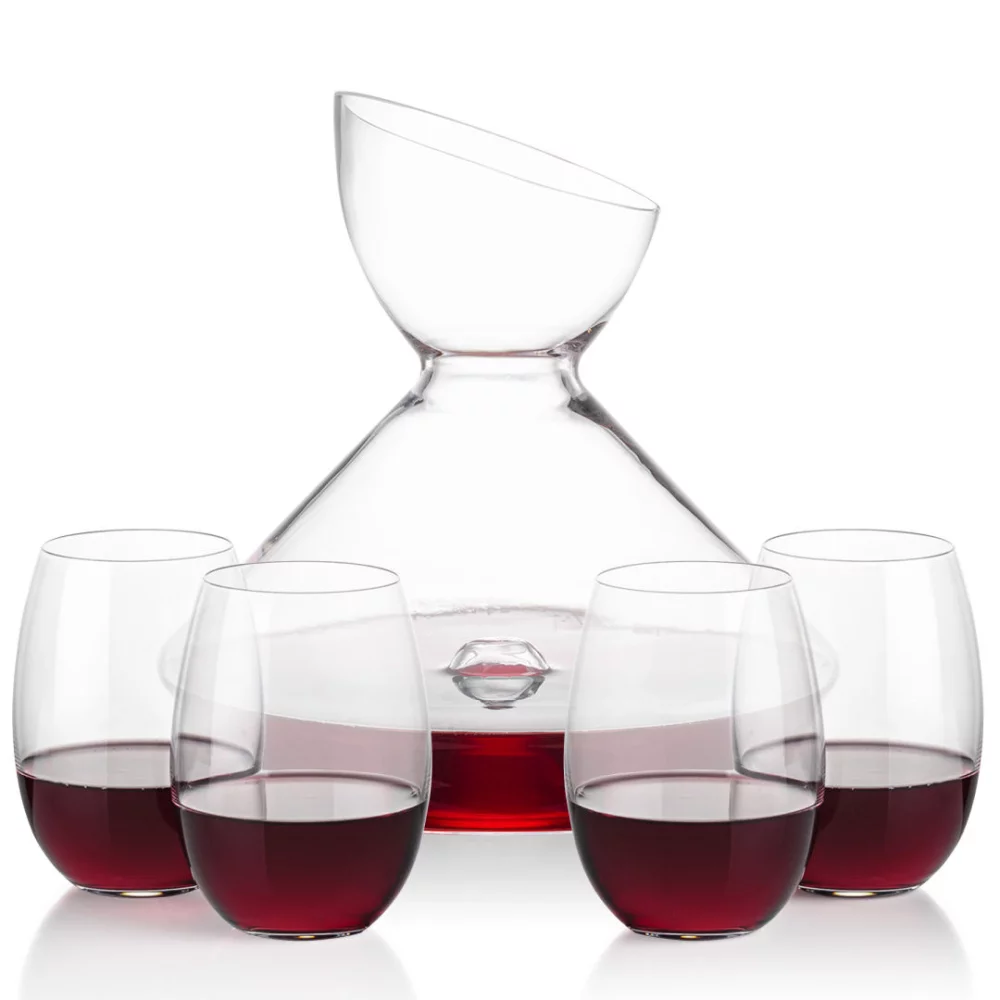Woodbury Carafe & 4 Carlita Stemless Wine