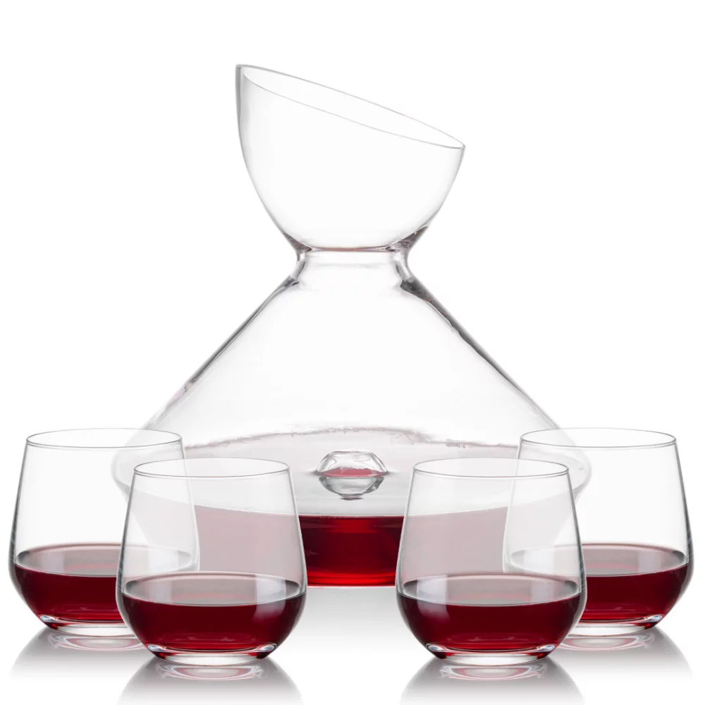 Carafe Woodbury et 4 verres à vin sans pied Garland.