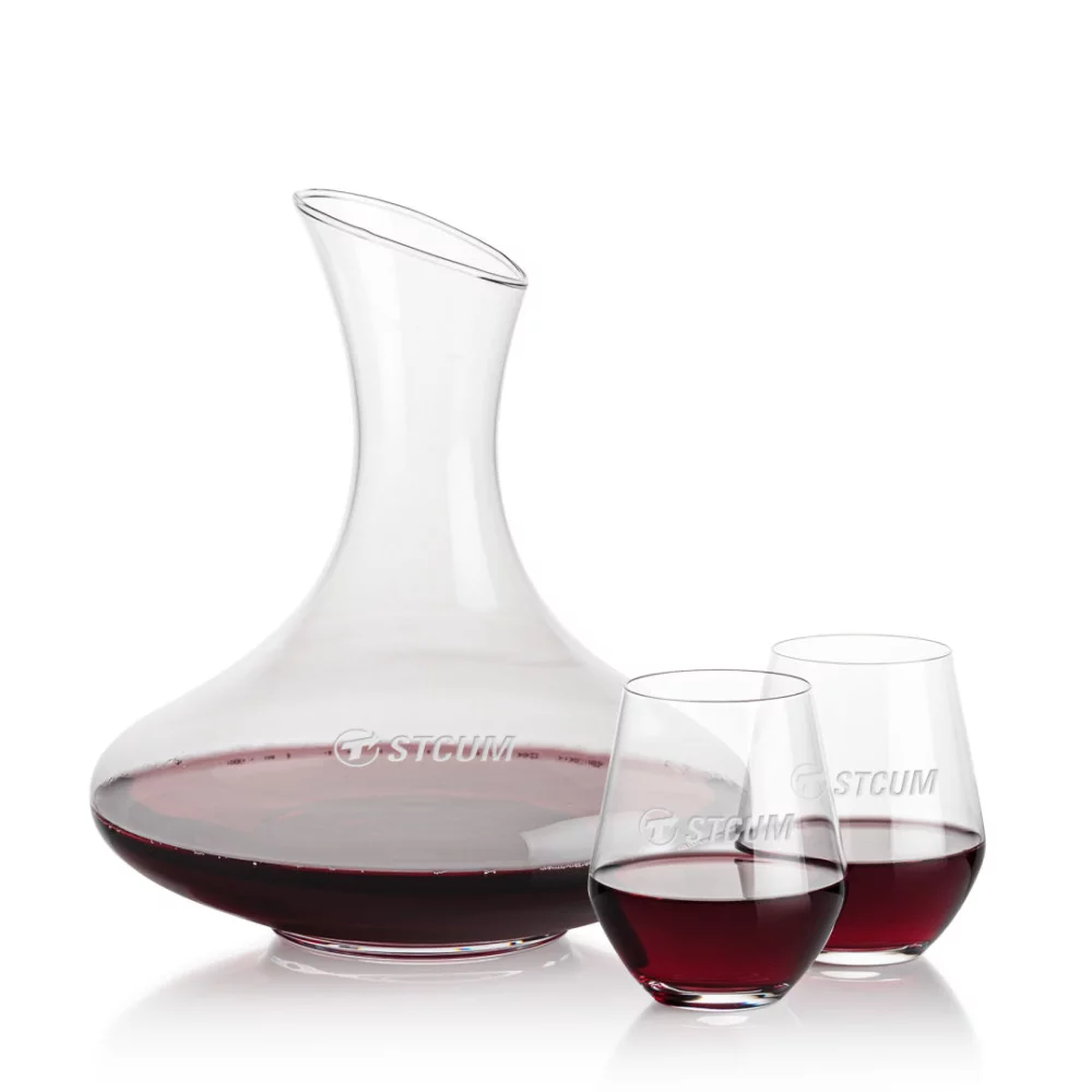 Innisfil Carafe & 2 Reina Stemless Wine