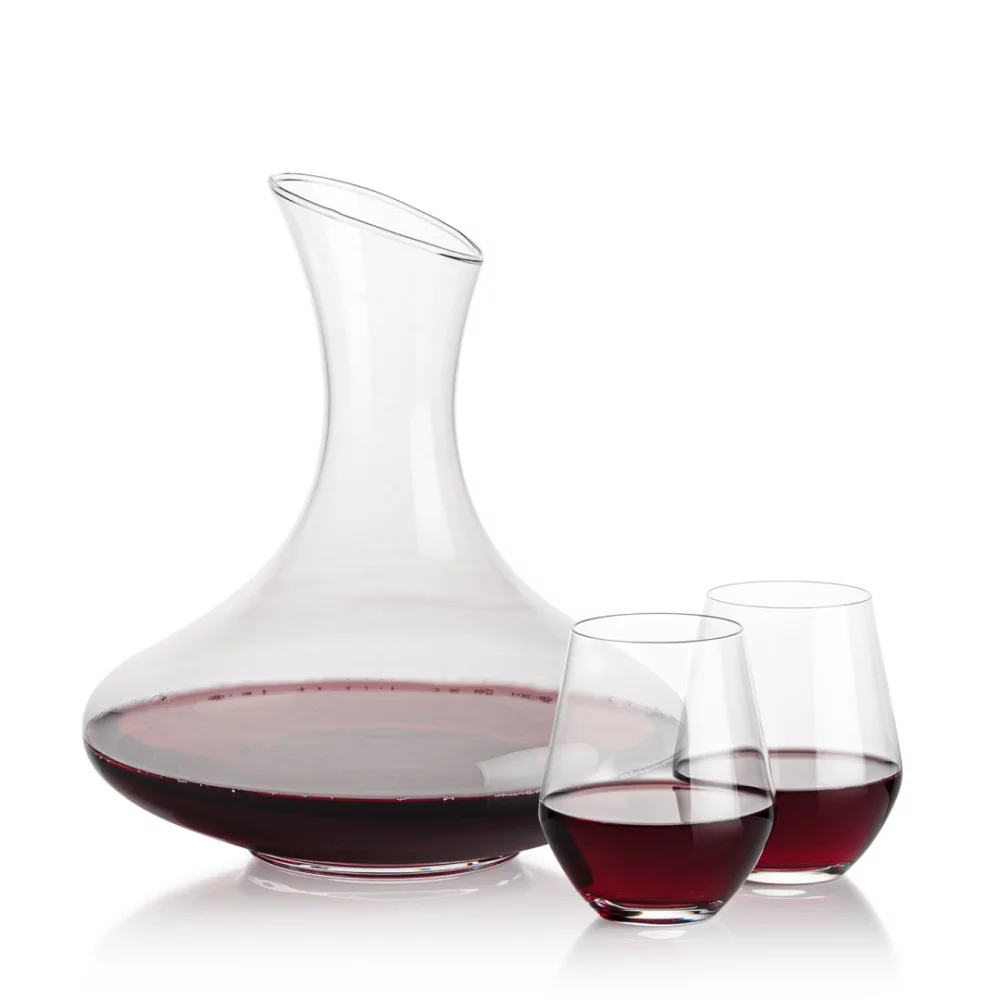 Carafe Innisfil et 2 verres à vin sans pied Reina
