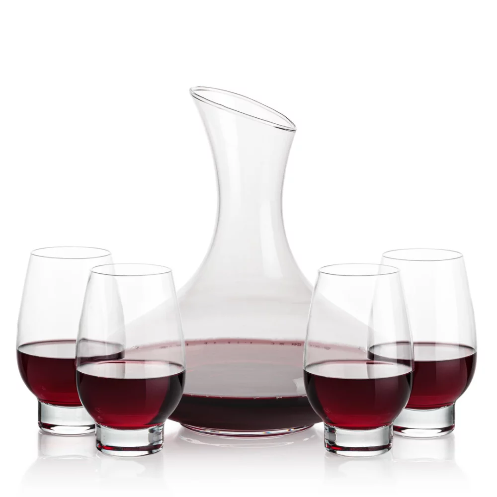 Carafe Innisfil et 4 verres à vin sans pied Glenarden