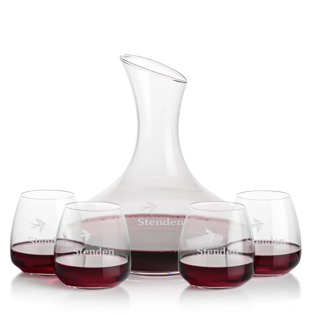 Innisfil Carafe & 4 Hogarth Stemless Wine