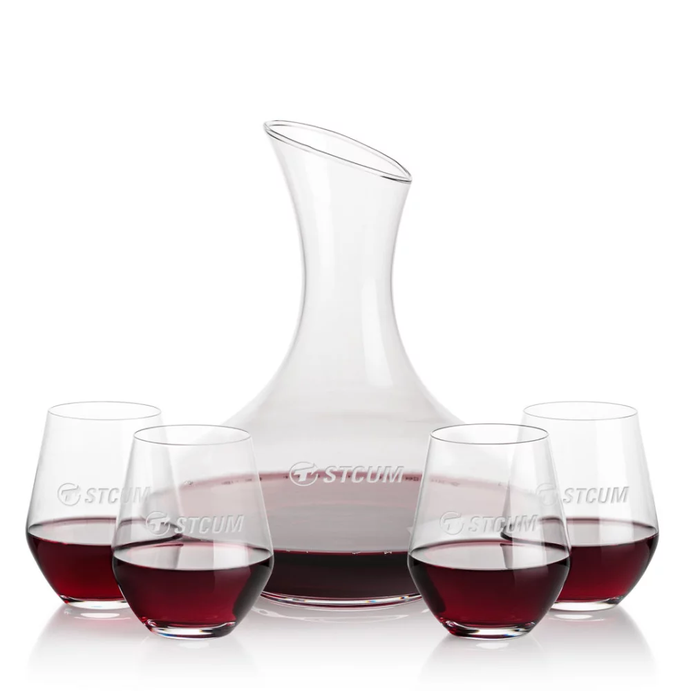 Innisfil Carafe & 4 Reina Stemless Wine