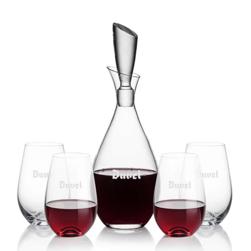 Carafes Juliette et 4 verres à vin sans pied Boston.