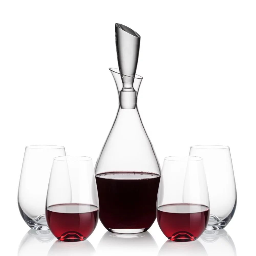 Carafes Juliette et 4 verres à vin sans pied Boston.