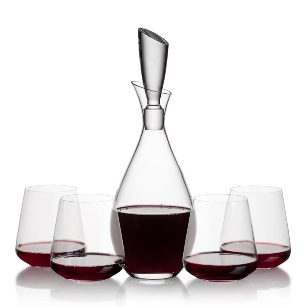 Carafes Juliette et 4 verres à vin sans pied Crestview