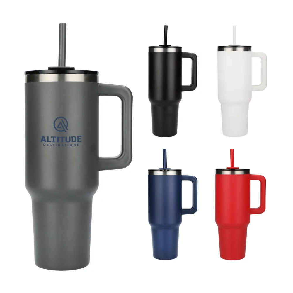 Gobelet de voyage recyclé Pinnacle avec paille 40 oz