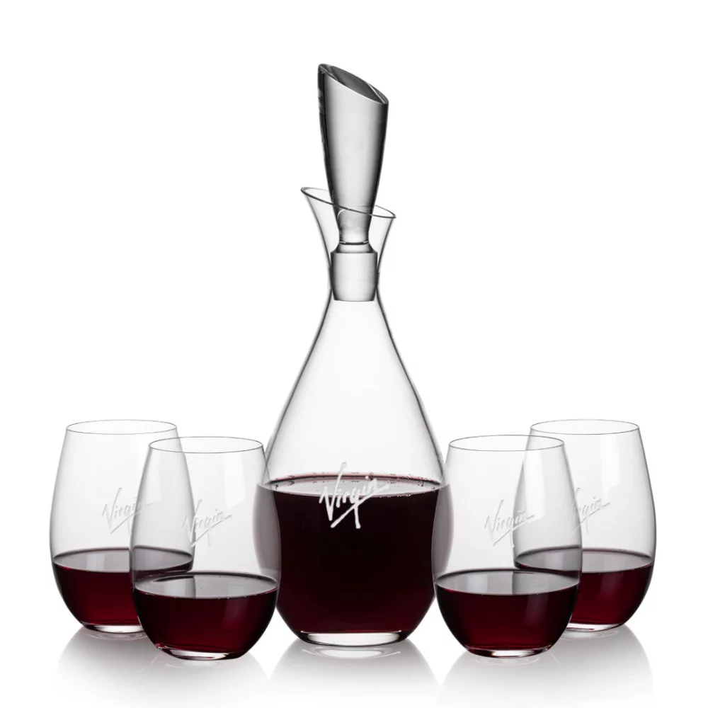 Carafes Juliette et 4 verres à vin sans pied Laurent.