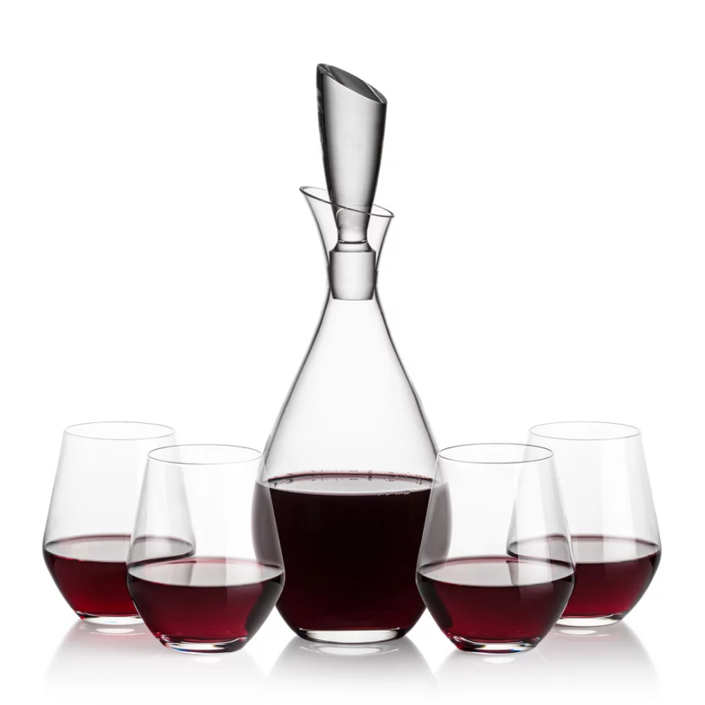 Carafes Juliette et 4 verres à vin sans pied Reina.
