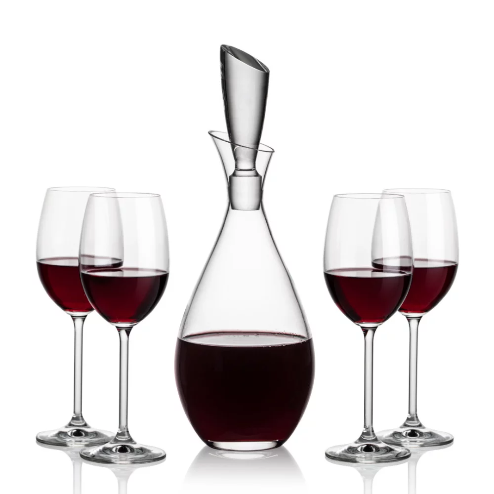 Carafe Juliette et 4 bouteilles de vin Woodbridge