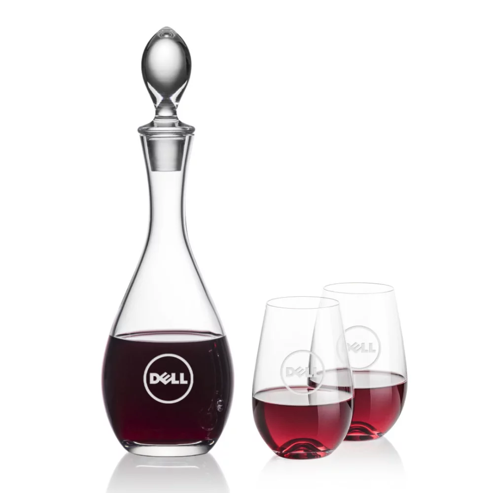 Carafe Malvern et 2 verres à vin sans pied Boston