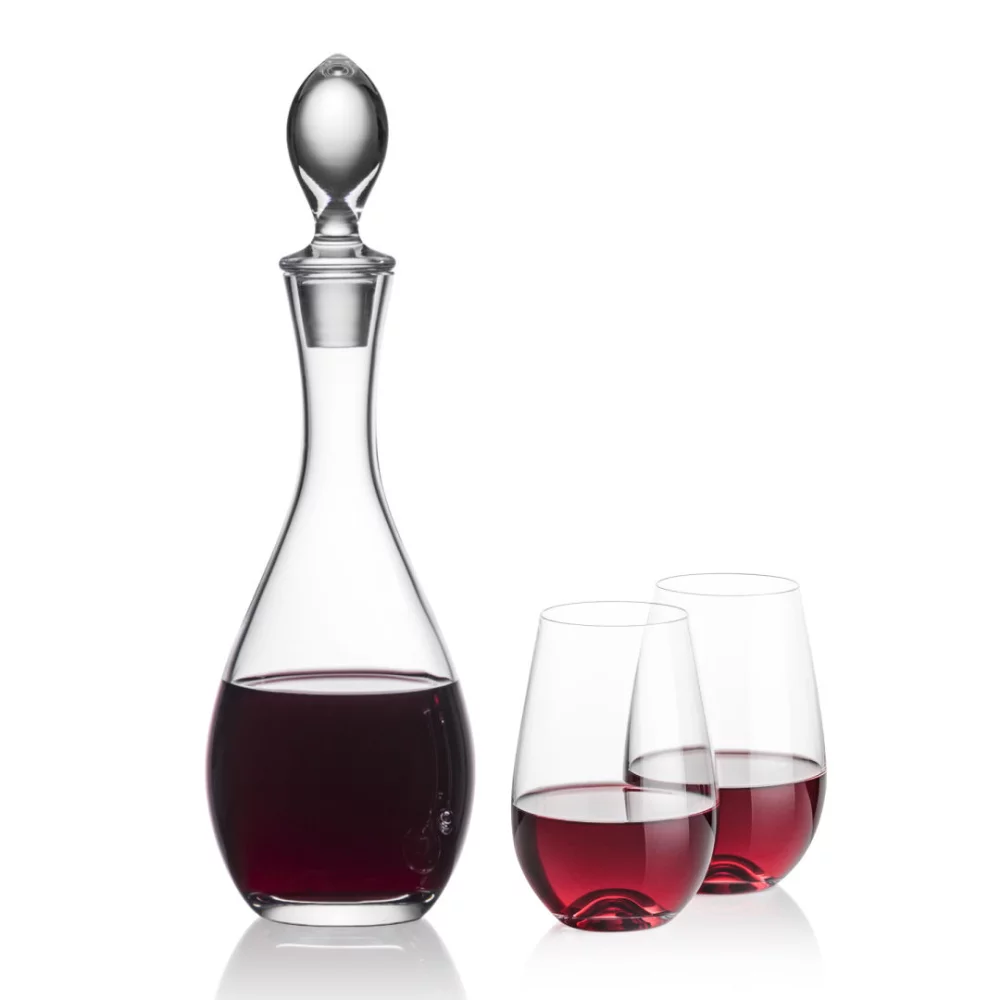 Carafe Malvern et 2 verres à vin sans pied Boston
